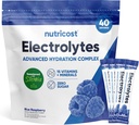 Nutricost Electrolytes Powder Hydration Pakiety (Niebieski Malina, 40 Służenia) Niskie Calorie Keto Electrolytes Sweetened z Stevia - Non-GMO, Gluten Free i cukru