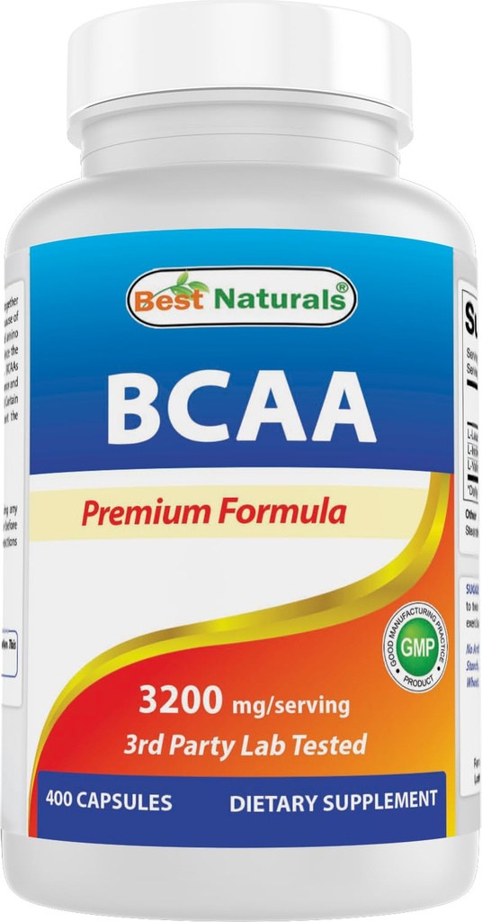 Best Naturals BCAA Branch Chain Amino Acid, 3200mg per Serving, 400 Kapsułki - Pharmaceutical Grade - 100% Pure Instantized Formuła 124; Pre / Post Workout Bodybuilding Supplement Budapest 124; Boost Muscle Growth