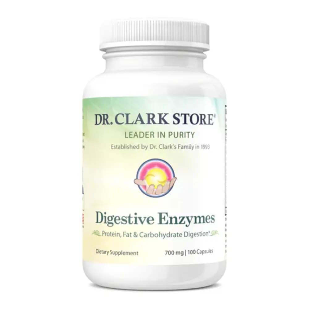 Dr Clark Digestive Enzymes Supplement - 700mg, 100 kapsułek żelatynowych, wspomaga zdrową trawienie i odżywkę Wchłanianie
