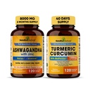 Sandhu Herbals Organic 4in1 Ashwagandha w / Zinc & Organic kurkumina turmerowa w / Bioperine Black Pepper Extract 124; Wspiera system immunologiczny 124; Non-GMO