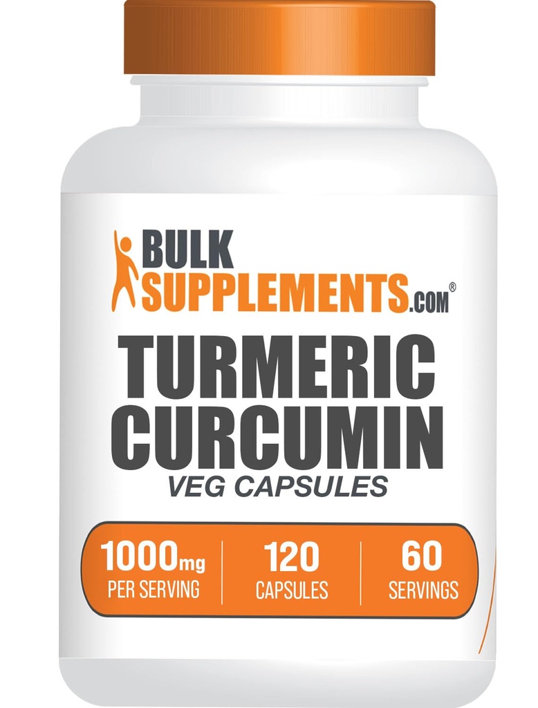 BulkSupplements.com Turmeric Extract Kapsułki - suplement turmerowy, Kurkumina Turmerowy Suplement 1000mg - Gluten Free, 120 Kapsułki Veg (Opakowanie 1)