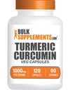 BulkSupplements.com Turmeric Extract Kapsułki - suplement turmerowy, Kurkumina Turmerowy Suplement 1000mg - Gluten Free, 120 Kapsułki Veg (Opakowanie 1)