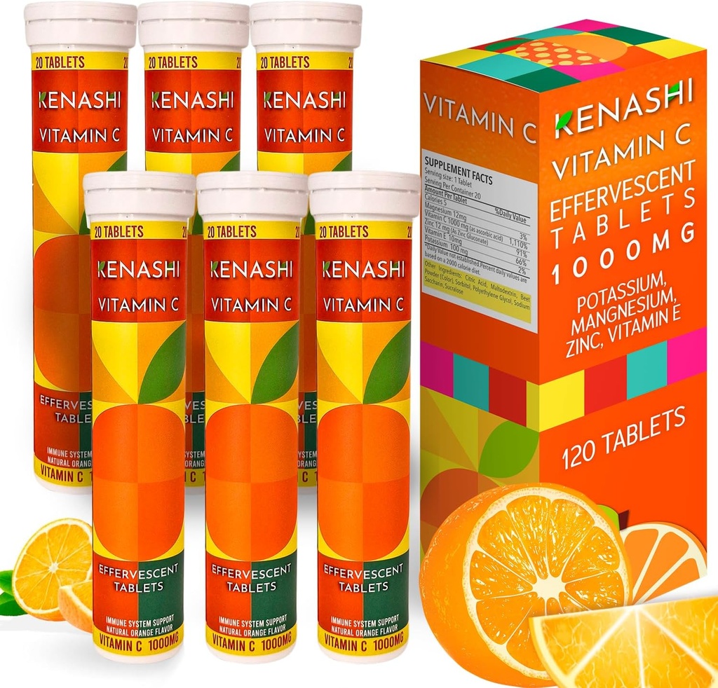 Witamina c Tabletki musujące Witamina C z cynku 1000mg Witamina Rozpuszczająca Tabletki Witamina C Tabela Vitamina C Efervescente para Adulto Cynk i Witamina C 6 Opakowanie