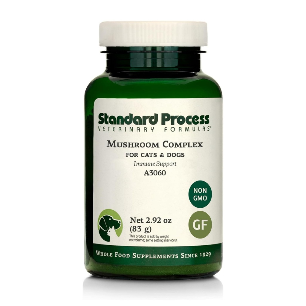 Standard Process Mushroom Complex for Dogs & Cats - Immune Supplement with Bovine Colostrum - Lion 's Mane Extract Powder for Dog & Cat Immune Support - Esential Aid for Pet Health - 2.92 oz