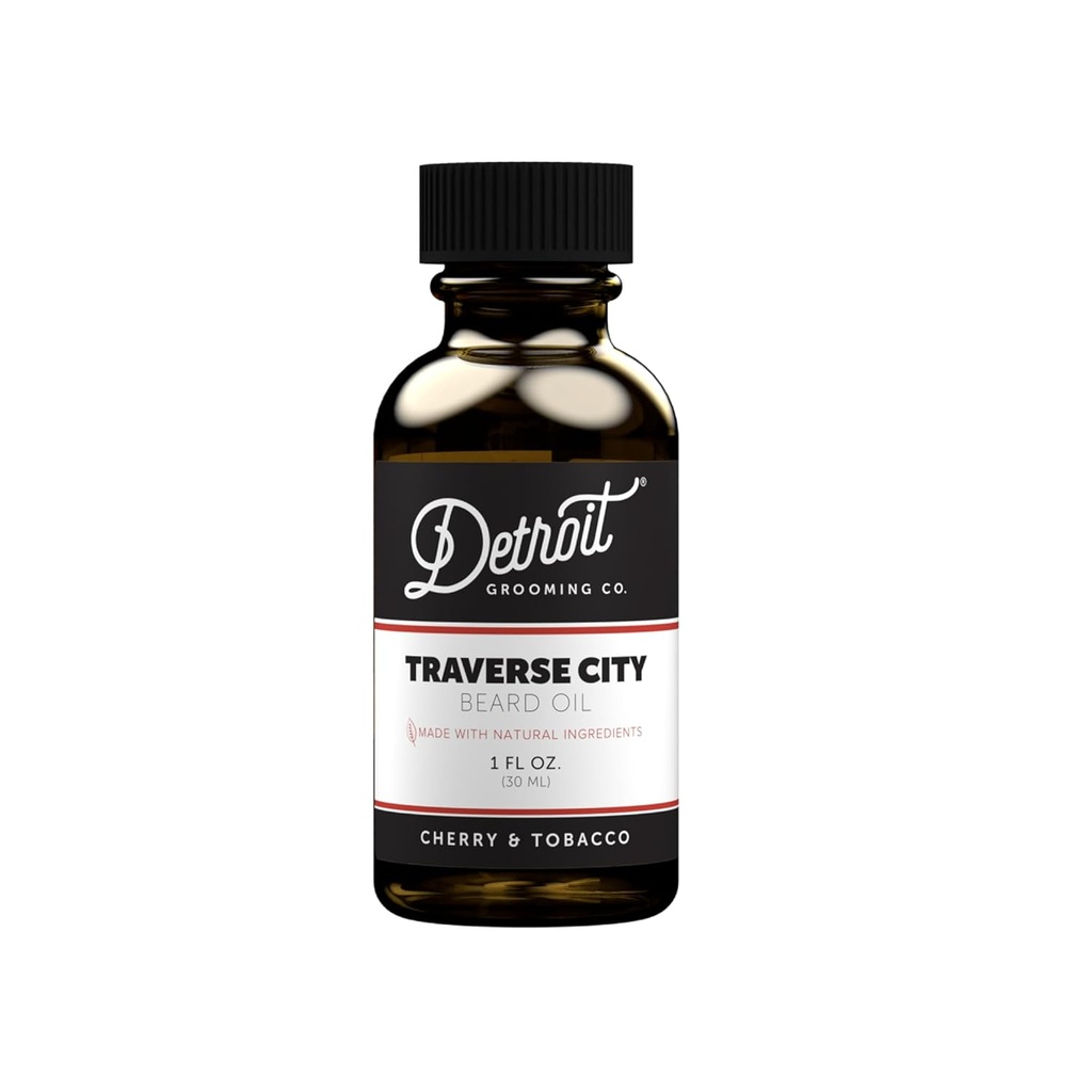 Detroit Grooming Co. Beard Oil Agregat 124; Hydrating & Nourishing Formula z witaminą E Agregat 124; Cherry & Tobacco • Traverse City (1 oz)