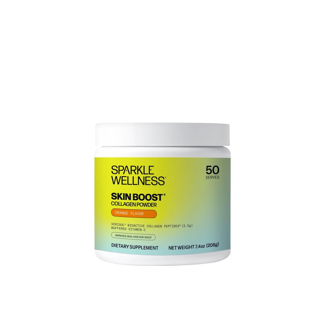 Sparkle Wellness VERISOL Bioaktywny Zhydrolizowany Kolagen Peptydów 124; Kolagen Proszek Suplement z witaminą C dla skóry, włosów i paznokci Zdrowie 124; Skóra Boost (pomarańczowy) [50- Serves]