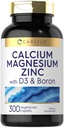 Carlyle Wapnia Magnezu Cynk D3 Bilans 124; 300 Kaplety 124; z Boron 124; Wegetarianin, Non-GMO & Gluten suplement wolny