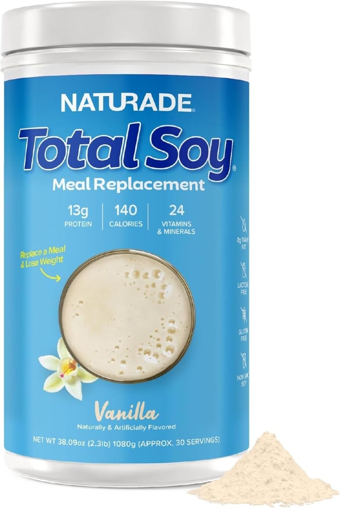 Naturade Total Soy Protein Powder - 13g Protein & 130 Calories per Serving - Zero Trans Fat - Non-GMO Soy - Laktoza & Gluten Free - Vanilla (30 Servings)