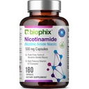 biophix B-3 Nikotynamid 500 mg 180 Czapki - Nikotynowy amid Niacyna Natural Flush- Free witaminy Formuła - Wspiera zdrowie komórek skóry