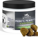 Probiotyki dla psów z naturalnych enzymów trawiennych ● 4 Bill CFU / 2 Soft Chews ● Pies Biegunka Upset Stomach Yeast Gaz Zły Oddech Immunitet Alergie Skóra Swędzenie Gorące plamy ● 60 Hrabia