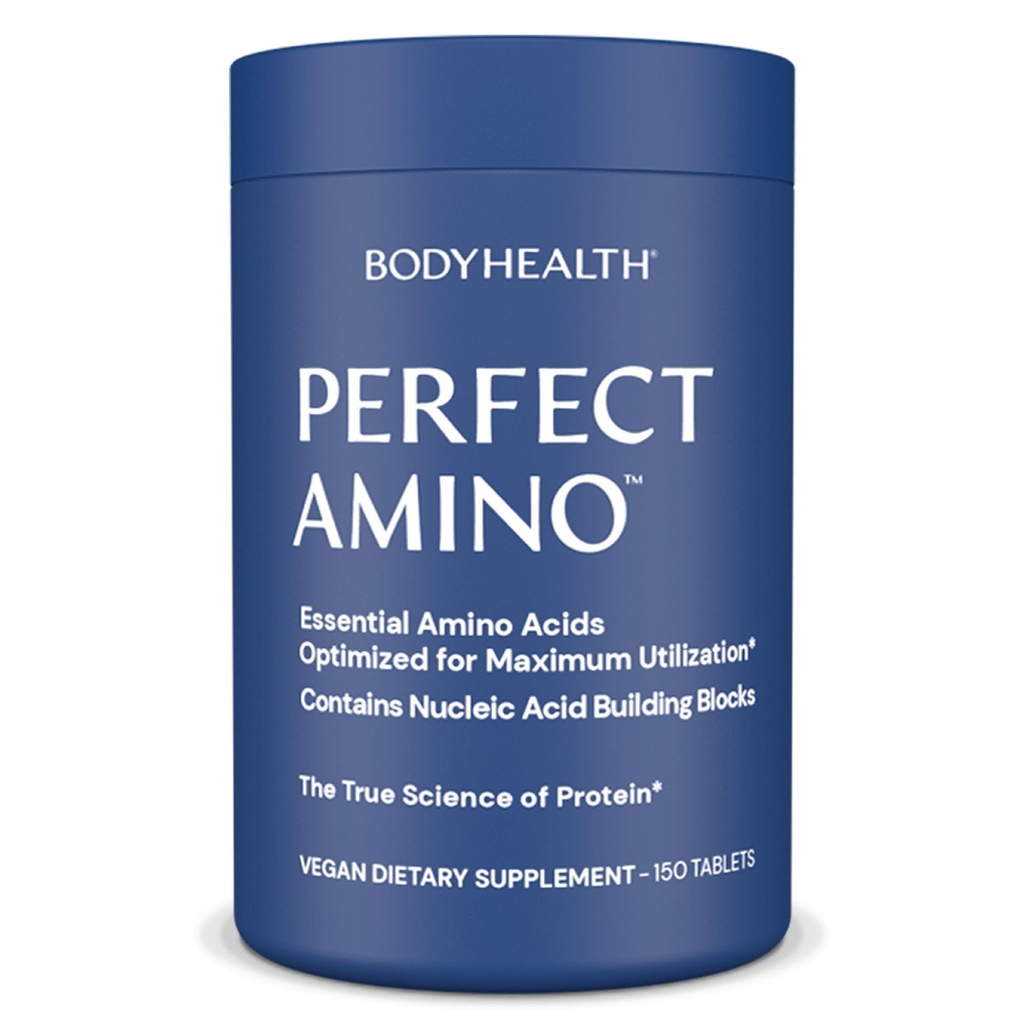 BodyHealth PerfectAmino Tablets (150 ct), Esential Amino Acid with BCAA + Lysine, Fenyloalanina, Threonine, Metionine, Tryptofan, Suplement do masowej produkcji mięśni, Odzysk i Siła