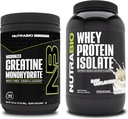 Monowodzian NutraBio Creatine, Nieflawored, 300g i izolacja białka serwatkowego, Nieflawored, Suplement Paleta - Energia mięśniowa, Lean Muscle Growth, Recovery i Siła