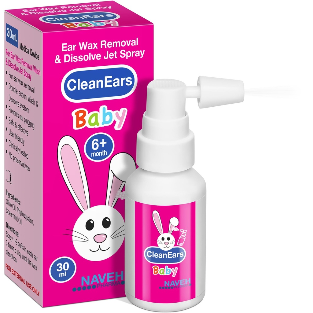 NAVEH PHARMA ® CleanEars Baby Between 124; Szybkie działanie rozpylania Uszy Wax opryskiwacza 124; Breaks Down & Rozpuszcza Wosk Earsolves w Just 1 Leczenie 124; Klinicznie udowodnione, aby być 300% bardziej skuteczne 124; Olej mineralny, łagodny i bezpieczny 124; 1 OZ