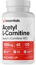 Bucked Up Acetyl L- Carnitine 1000mg Na podawanie, Wspomaga funkcje mózgu Essentials (60 Służenie, 120 Kapsułki)