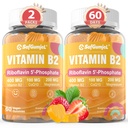Witamina B2 Gummie Yellow 124; Riboflavin 400mg dla dorosłych i dzieci Yellow 124; z Magnezu & CoQ10 dla Energii & Migrena Relief Yellow 124; Cukier wolny B2 Witamina VIT B Yellow 124; Nie GMO, Wegan, 120 Liczby