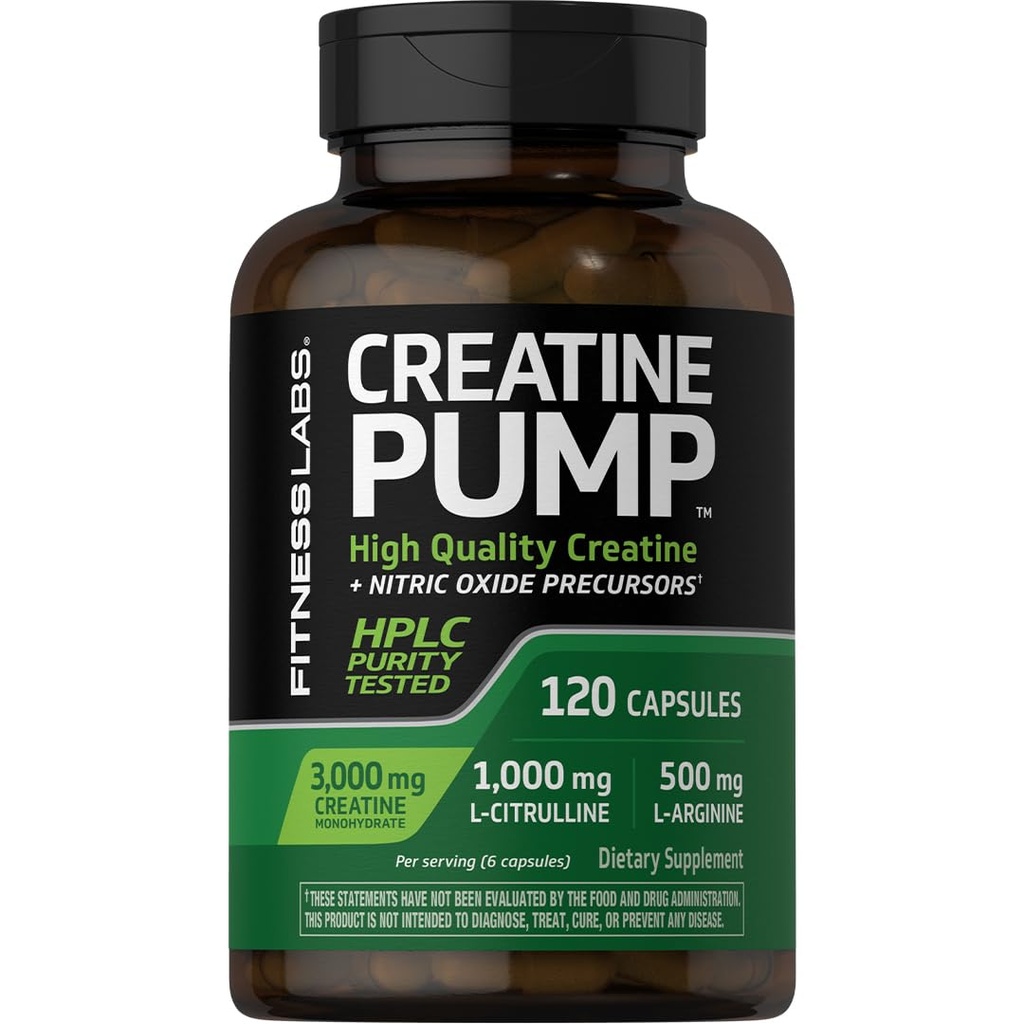 Fitness Labs Creatine kapsułki 124; 120 Hrabia 124; 3000mg 124; Niemiecki Kreatynowy monohydrat 124; Kreapura 124; Suplement pompy do 124; Plus Nitric Oxide Prekursor 124; HPLC Tested 124; Nie-GMO