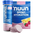 Nuun Sport Electrolyte Tablets z magnezu, Wapń, Potas, Chlorek i Sód, Gluten Free & Wegan, Lemoniada truskawkowa, 4 Pack (40 Służenie ogółem)