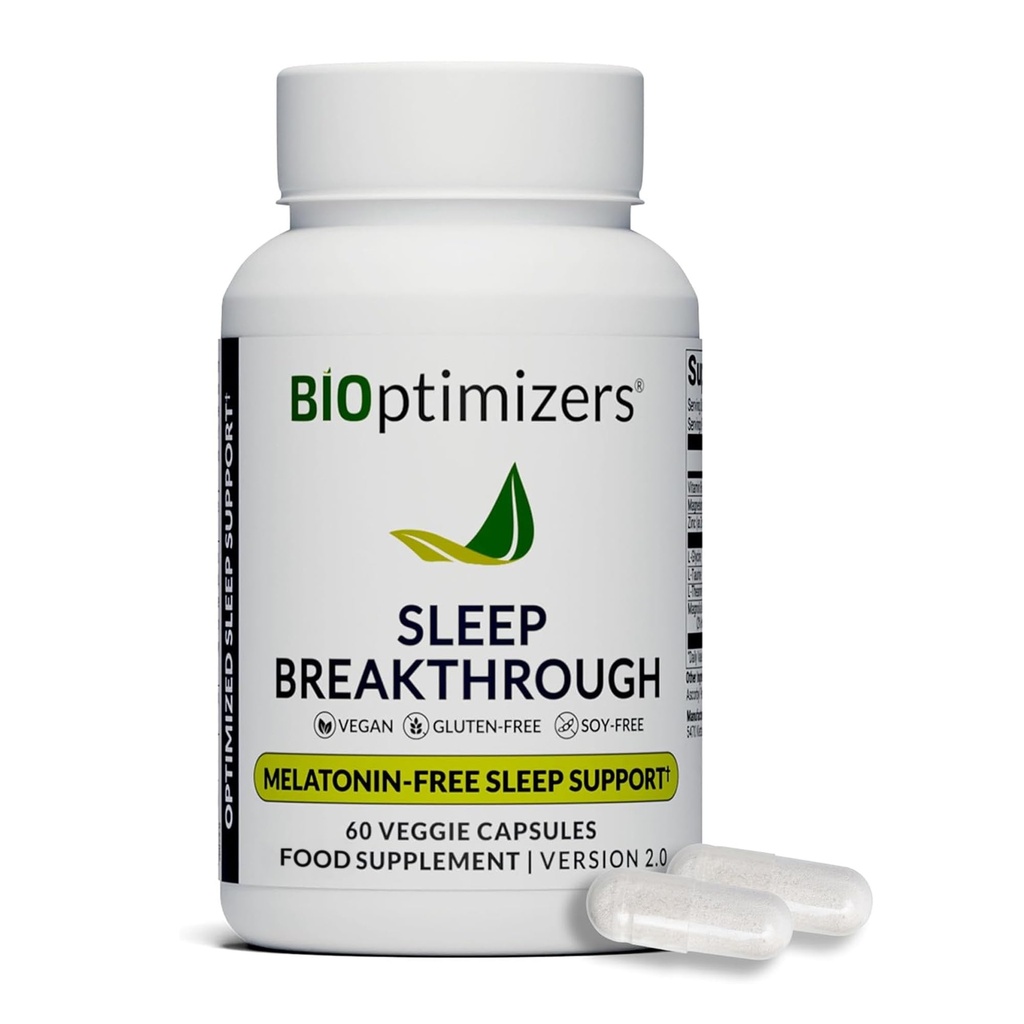 BiOptimizers Sen Przełom kapsułki - Natural Supplement Support Supplement Equipment 124; Calming Relief Aid dla dorosłych 124; Non- Habit Forming Equipment 124; 60 Kapsułki