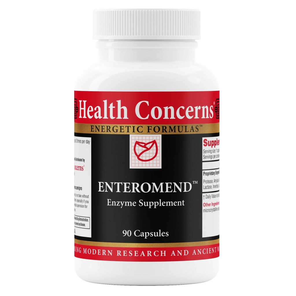 Concerns Health Enteromend - suplement enzymatyczny do żucia dla Gut Health, Bloating & Food Sensitivity Relief - Wsparcie jelitowe i pokarmowe - Protaine, Amylase, Lactase & Peptydase - 90 Kapsułki