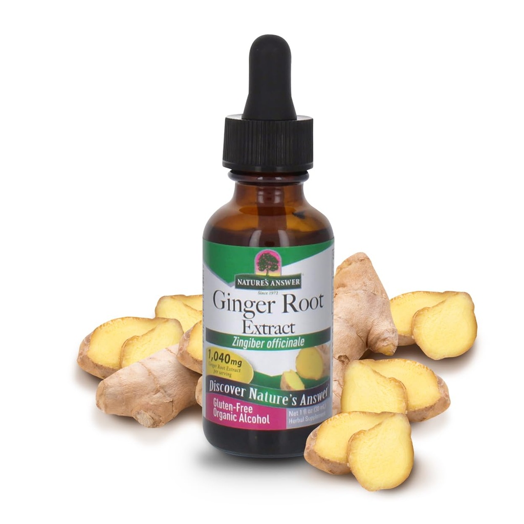Odpowiedź przyroda Ginger Root Extract Supplement with Organic Alcohol 1 Fluid Ounce Agregat 124; Joint Pain Relief Agregat 124; Inflamative Support Agreement 124; Pomaga utrzymać zdrową trawienie