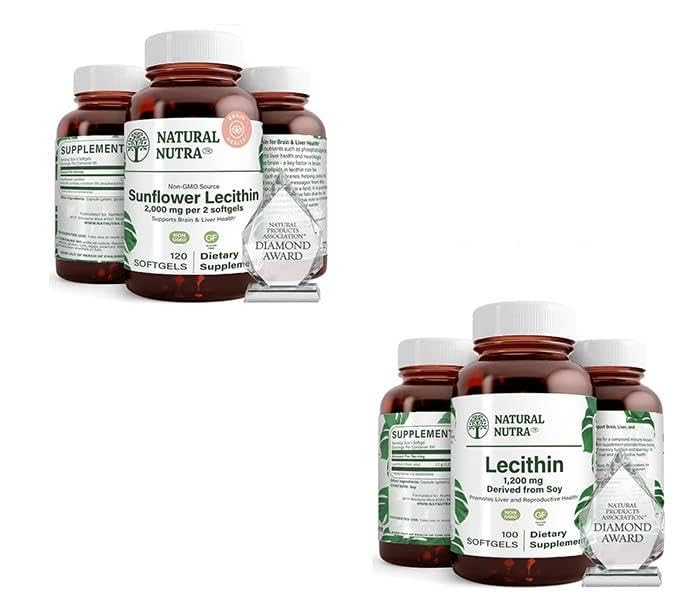 Natural Nutra Lecytyna Słonecznik Suplement 2000 mg 120 Soi Lecytyna Suplement diety 1200 mg 100 Softgels