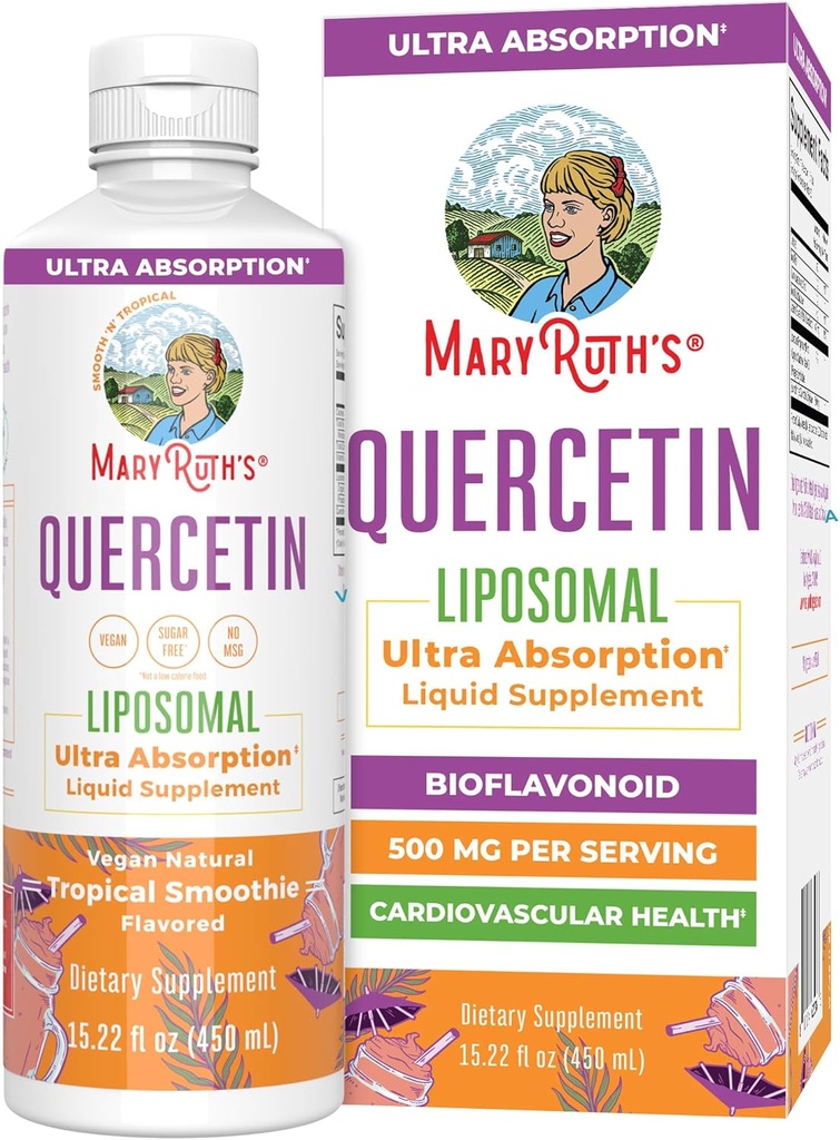 MaryRuth Organics Quercetin Ingestion 124; Sugar Free Ingestion 124; Liquid Quercetin 500mg Immune Support for Adult Ingestive Supplement Adult 124; Immune Defense Adult 124; Cellular Health Adult 124; Vegan Ingestion 124; Non-GMO Adult 124; Gluten Free 124; 15.22 Fl Oz