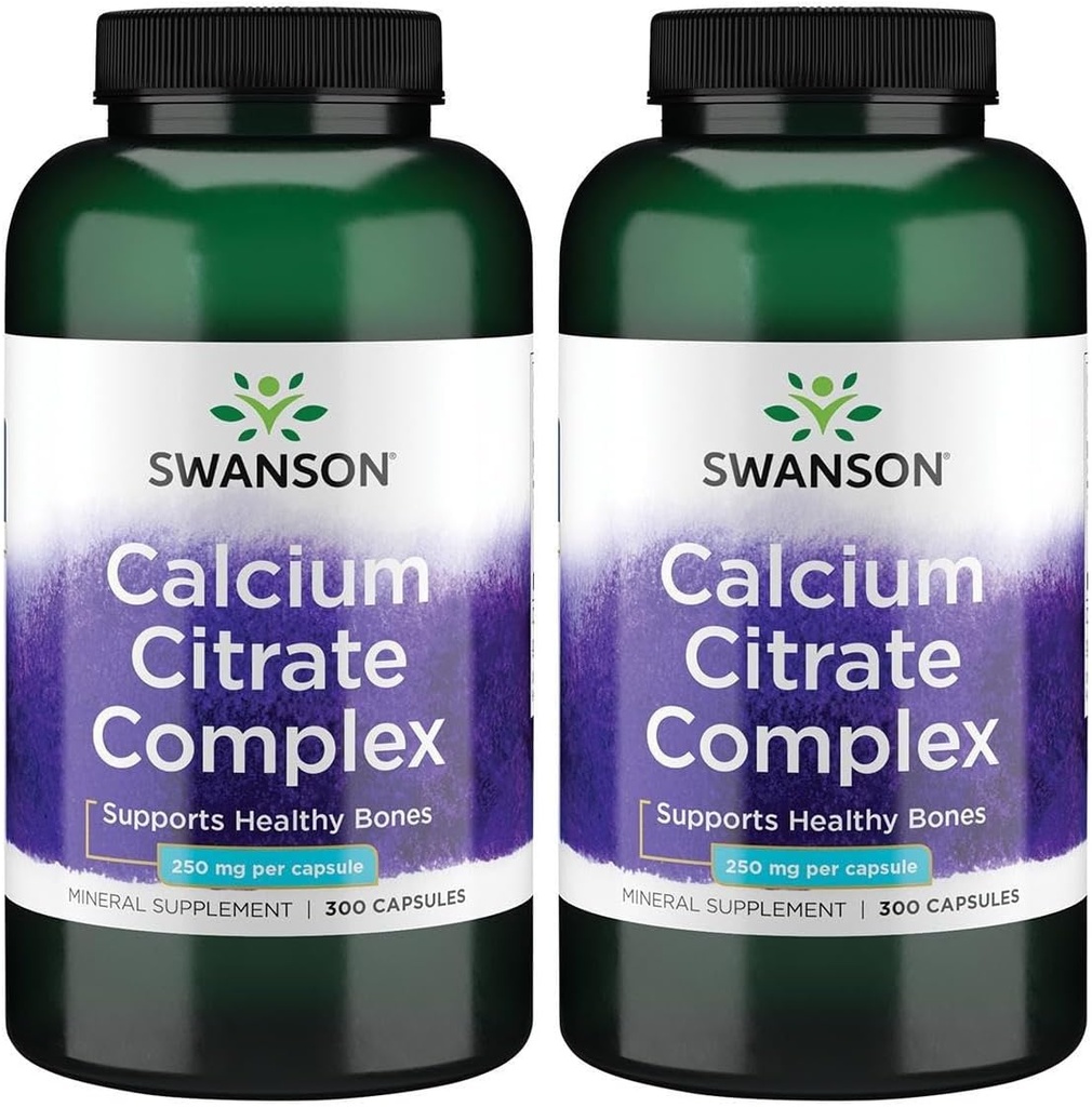 Swanson Wapnia Citrate Complex Muscle Bone Health Support Mineral Supplement 300 kapsułki (2 opakowania)