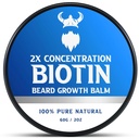 Biotin Beard Balm dla mężczyzn i kondycjonowanie Beard Wax - Wykonane z Castor Oil naturalne i organiczne składniki - Hydrates & Tickens Facial Hair Growth - 2 unce Tin