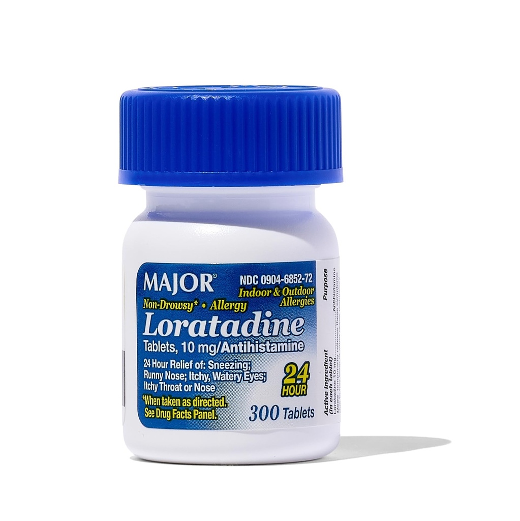 Major Allergy Lorrigen 10 mg Tablets - Non-Drowsy Allergy Medicine for Dorothy and Kids Ages 6 + - Promotes 24- Hour Allergy Relief - Daily Allergy Tablets - Antihistamine - 300 Tabletki