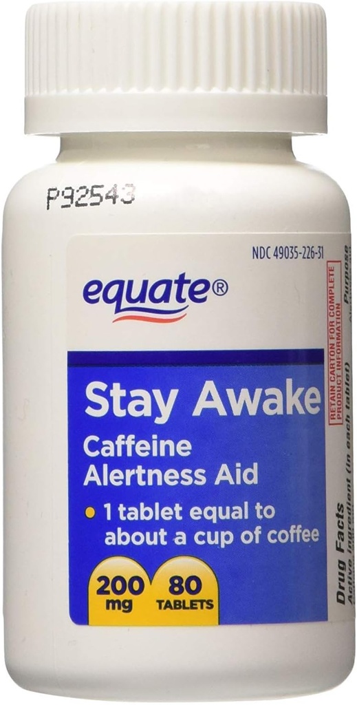 Równanie - Stay Awake - Alertness Aid With Cafeline, Maksymalna moc, 80 tabletek 200 Mg