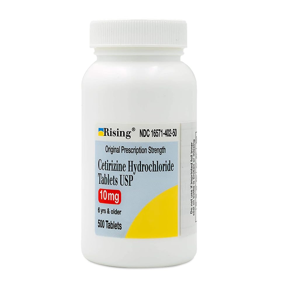 Rising Pharma - Cetirizine HCL 10 mg - Antihistamine Sezonowe tabletki alergiczne - 500 tabletek