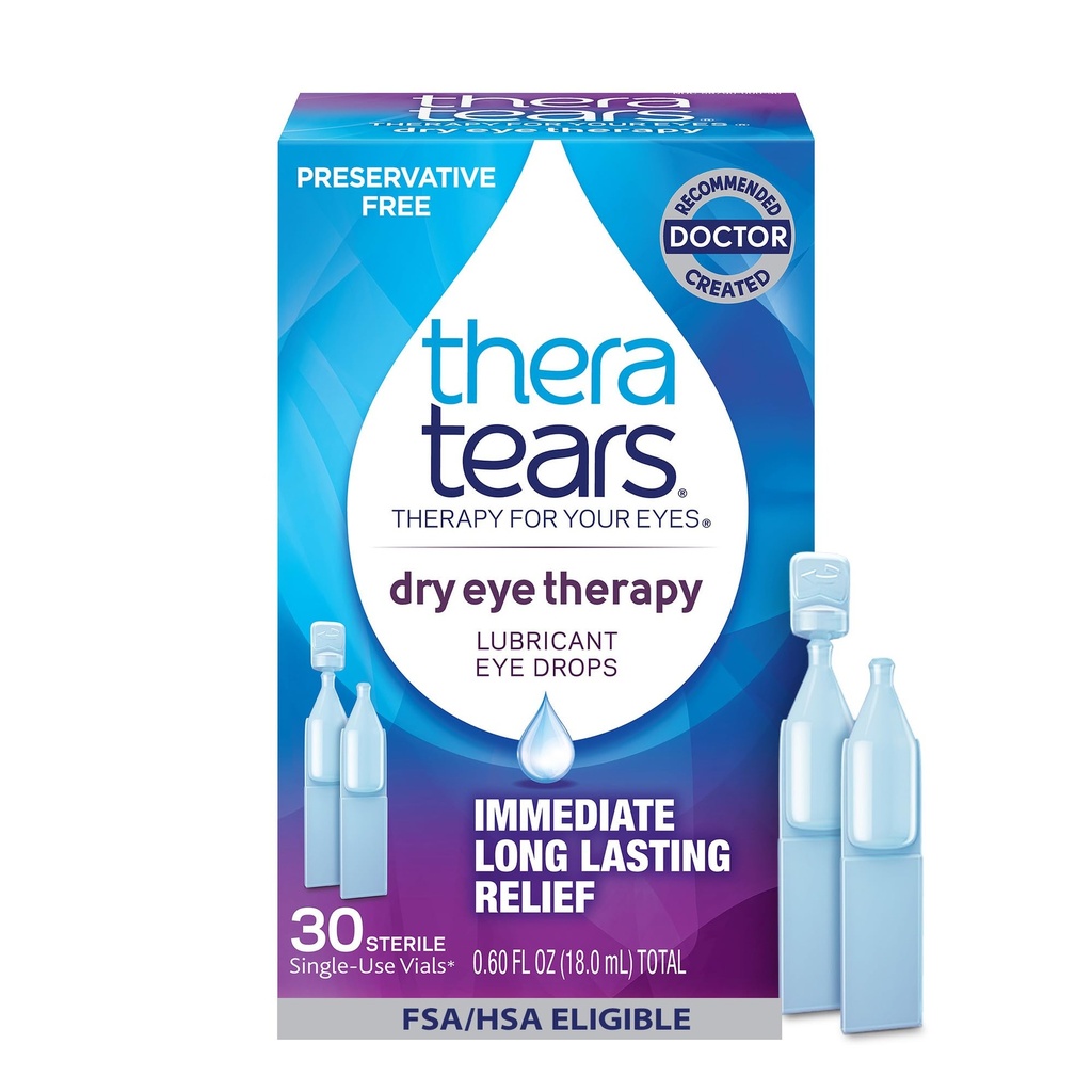 TheraTears Dry Eye Therapy smarowanie krople do oczu dla suchych oczu, Conservative Free krople do oczu, 30 Pojedyncze