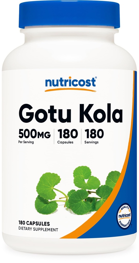 Nutricost Gotu Kola 500 MG, 180 Kapsułek - Kapsułki wegetariańskie, Gluten Free, Non-GMO