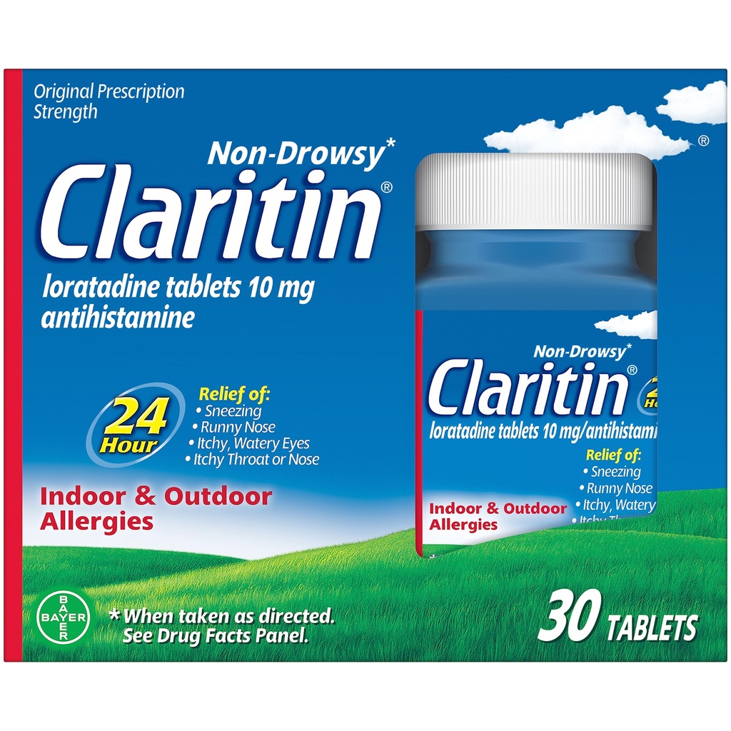 Claritin 24 HR Non Drowsy Alergy Medicine, Lorbolimus antihistamine tabletki, 30 Ct