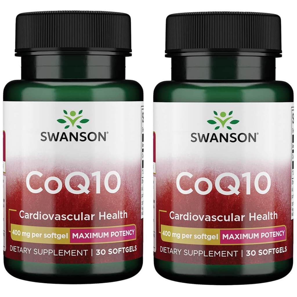 Swanson CoQ10 - Pomaga promować zdrowie serca, wsparcie energetyczne, i pomaga w ogólnym systemie sercowo-naczyniowym Zdrowie - Pomaga utrzymać koenzym Q10 Suplement - (30 Softgels, 400mg każdy) (2 opakowania)