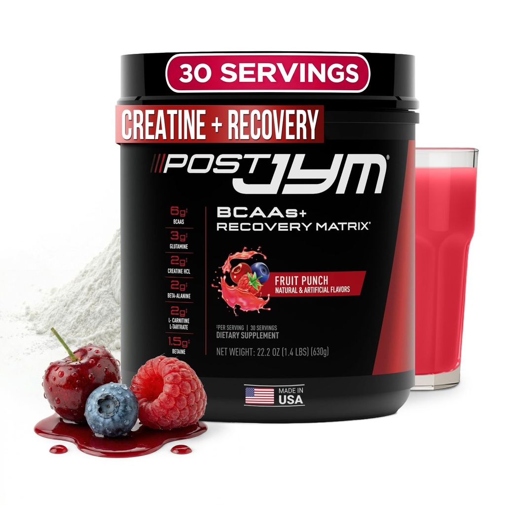 Post JYM Active Matrix - Post- Trening z BCAA, Glutamine, Creature HCL, Beta- Alanina i więcej JYM Suplement Science Fruit Punch, 30 Służenia