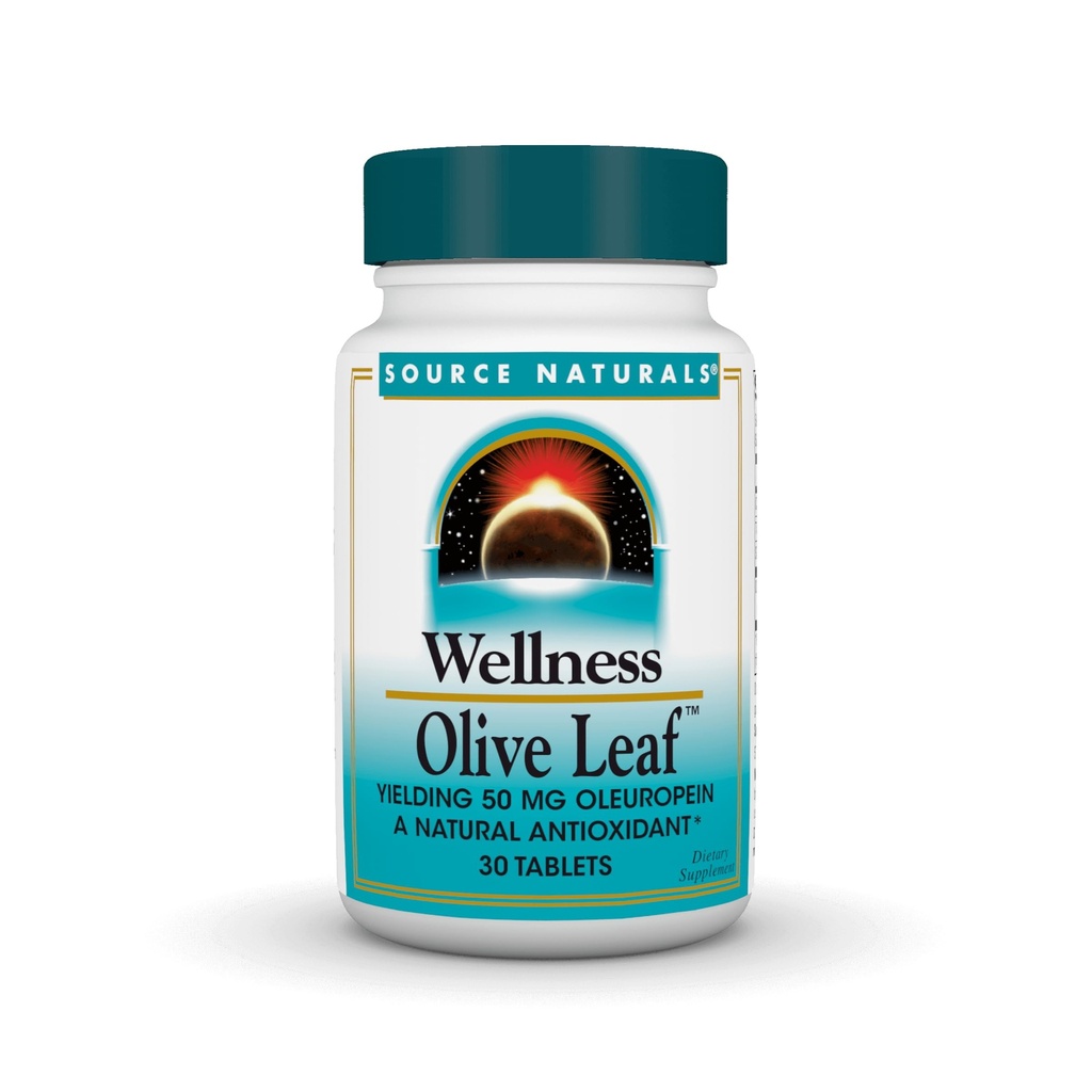 Źródło Naturals Wellness Olive Leaf - Wydawanie 100 mg oleuropeiny Natural Antioksydant * - 30 tabletek