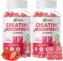 Jednowodzian Gummie kreatynowe 5000mg dla mężczyzn i kobiet, Jednowodzian do żucia Gummies kreatynowe dla mięśni, Budowanie mięśni, Energy Boost, Pre- Workout Supplement- 180 Gummies truskawkowe