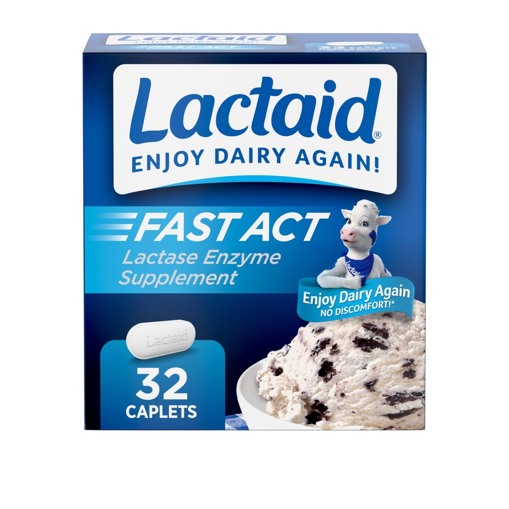 Lactaid Fast Act Laktoza Nietolerancja Kapsułki Relief z Lactase Enzyme do zapobiegania gazowi, wzdęcia i Biegunka Ze względu na wrażliwość na laktozę, Idealny dla podróży i On- The- Go, 32 Opakowania po 1-liczyć