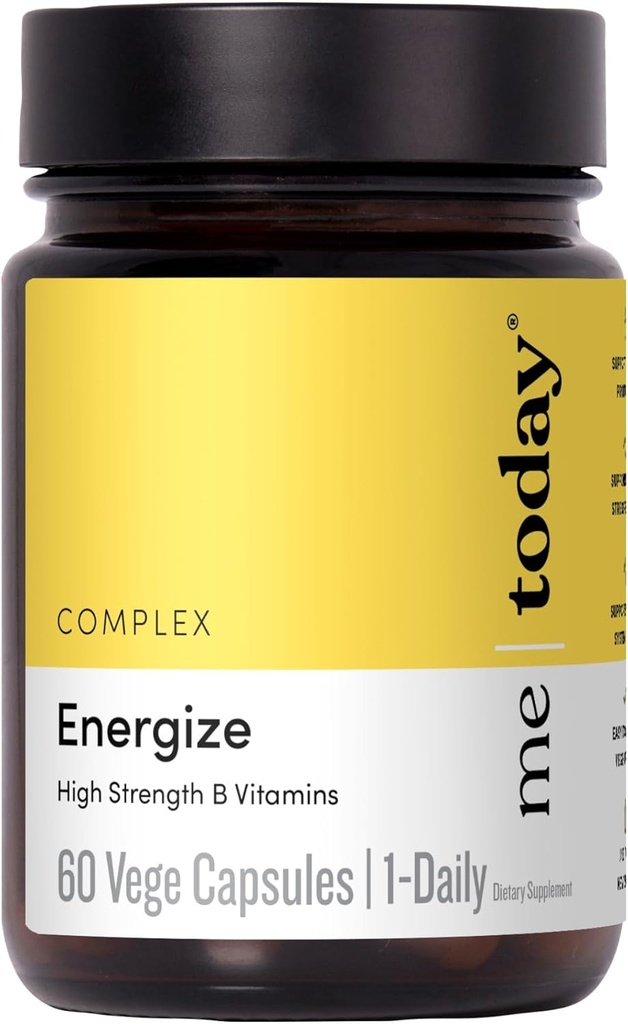 mnie dzisiaj Energise Supplement Super B kompleks witaminy B dla mężczyzn i kobiet - B6, B12 z witaminą C, cynku, Ashwagandha i Ginseng Syberyjski - Energia i wsparcie immunologiczne - Wegan, 60 Służenia