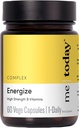 mnie dzisiaj Energise Supplement Super B kompleks witaminy B dla mężczyzn i kobiet - B6, B12 z witaminą C, cynku, Ashwagandha i Ginseng Syberyjski - Energia i wsparcie immunologiczne - Wegan, 60 Służenia