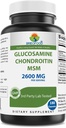 Brieofood Triple Strength Glukozamina Chondroitin MSM 2600mg / Podawanie kapsułek, Wspiera zdrowe wspólne, chrząstki i tkanka łącząca - Promotes Joint Comfort & Elastyczność
