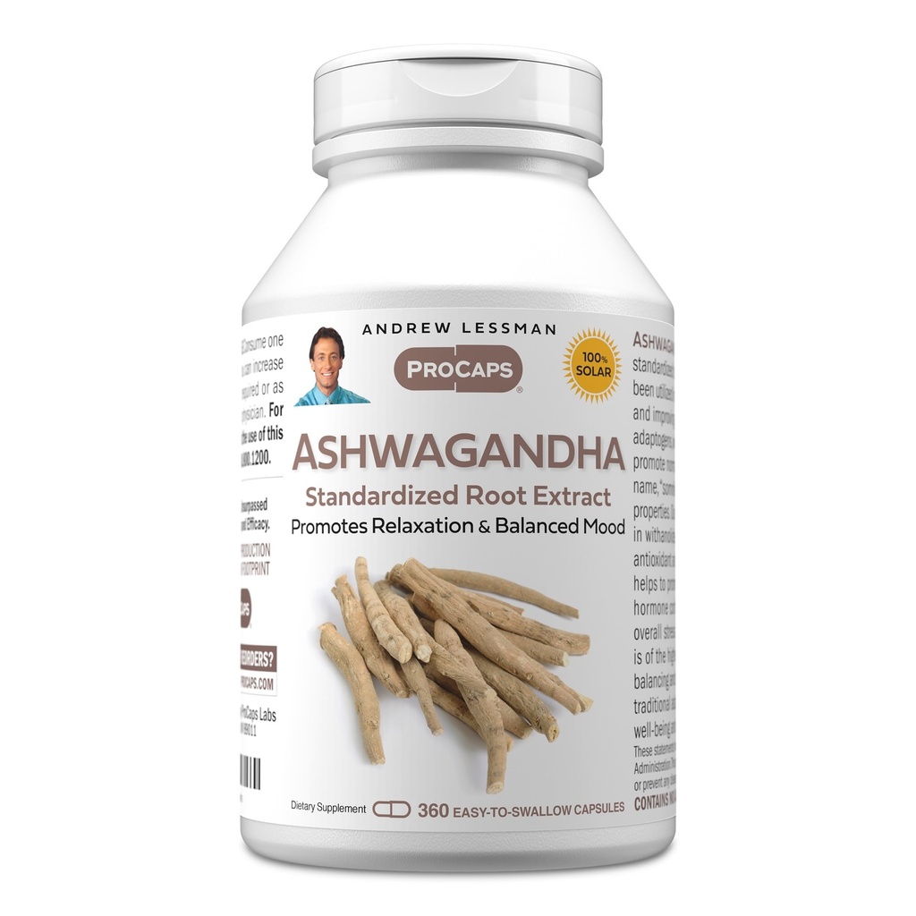 ANDREW LESSMAN Ashwagandha 360 Kapsułki - standardowy ekstrakt Ashwagandha. Promotes Relaxation, Pozytywne nastroje, Ogólnie Well- Istnienie i Witalność. Małe kapsułki łatwe do połknięcia
