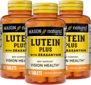 MASON NATURAL Lutein Plus z Zeaksantyną, Suplement wsparcia dla zdrowia oczu i wzroku, Witaminy A, C, E, cynk i miedź, 60 tabletek (opakowanie po 3)
