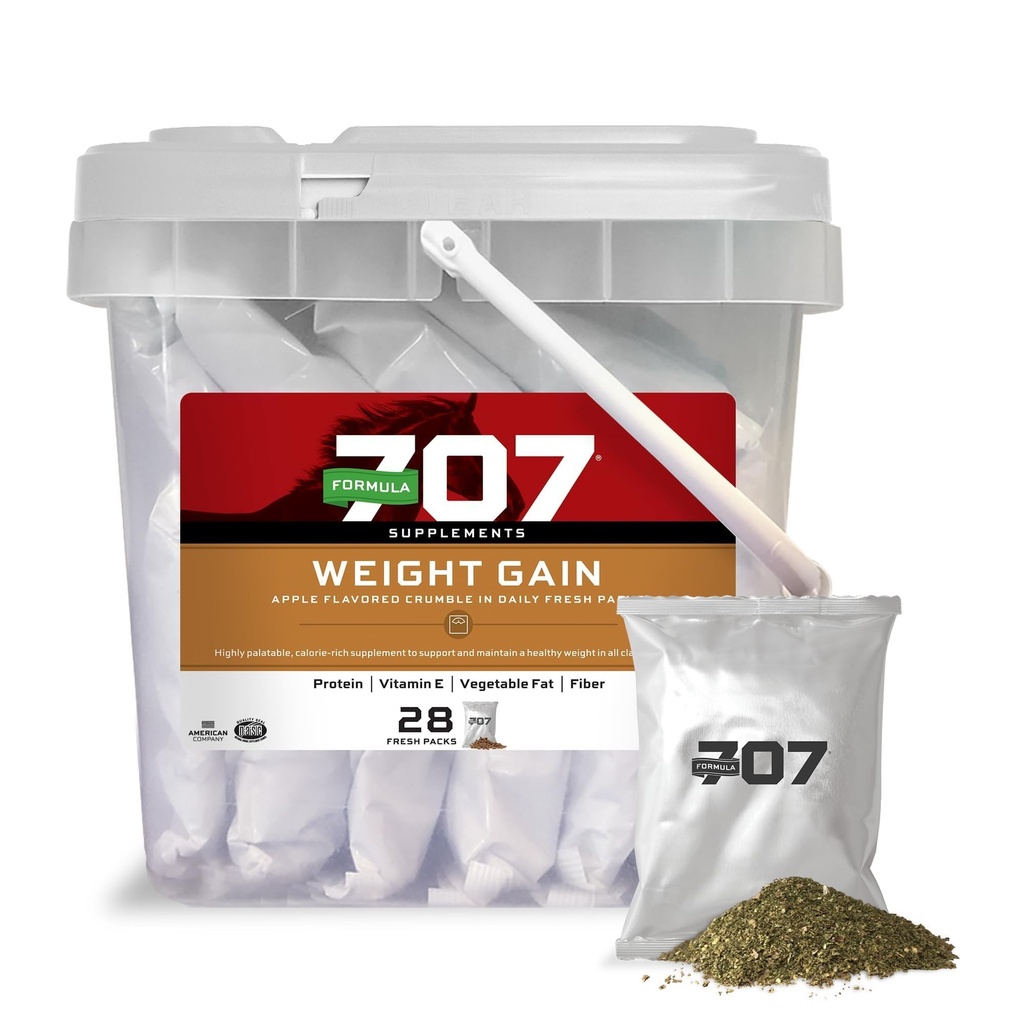 Formuła 707 Weight Gain Equine Supplement, Daily Fresh Packs, 28 Day Supply - Smaczny, Calorie- Bogate wsparcie żywieniowe dla Hard- to- Keep i Senior Konie