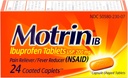 Motrin IB, Ibuprofen 200mg tabletki na gorączkę, ache mięśniowe, ból głowy i ból pleców, 24 Ct
