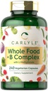 Carlyle Witamina B Kompleks Whole Foods Mieszanka 124; 240 Kapsułki 124; z B1, B2, B6, B12, Biotin, Niacyna, i Metylfolan 124; Wegetarian, Non-GMO & Gluten