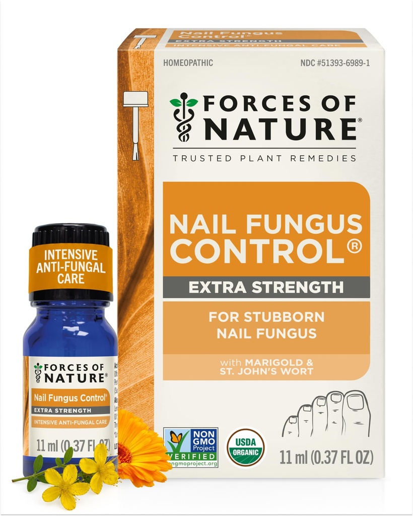 Siły Nature Toenail Grzyb paznokci Leczenie Dodatkowa siła, Organiczne przeciwgrzybicze Restores Wygląd paznokci paznokci i paznokci, Homeopatic Medicine for Cracked, Suchy i Uszkodzony paznokci, 11ml (0,37 fl oz)