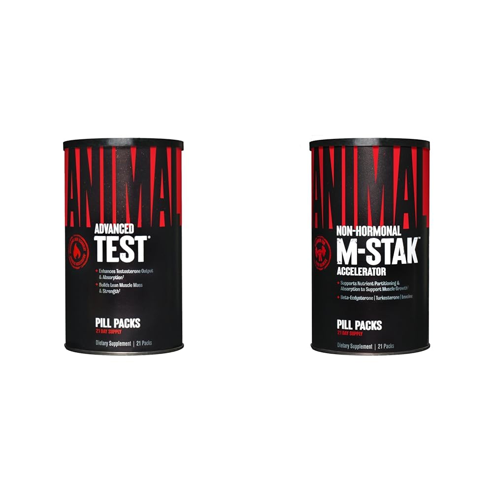 Animal Test Testosterone Booster 21 Day Cycle & M-Stak Hard Gainer Muscle Building Stack 21 Count