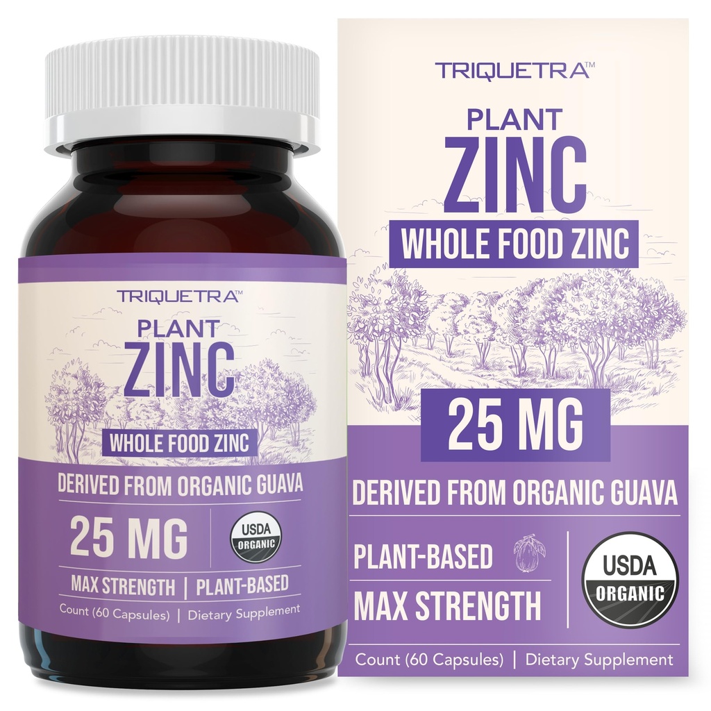 Cynk organiczny 25 mg 124; Suplementy cynku do całego pożywienia 124; Pochodne z owoców organicznych, Cynk elementarny - Wyczerpane wody, Wegan, GMO- wolne - Podstawowe minerały, Przeciwutleniacz, Wsparcie immunologiczne, Skóra - 60 Służenie